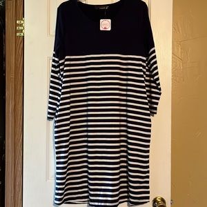 NWT Shiela Rose Miele navy stripe dress with pockets.